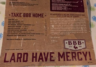 A photo of part of the menu