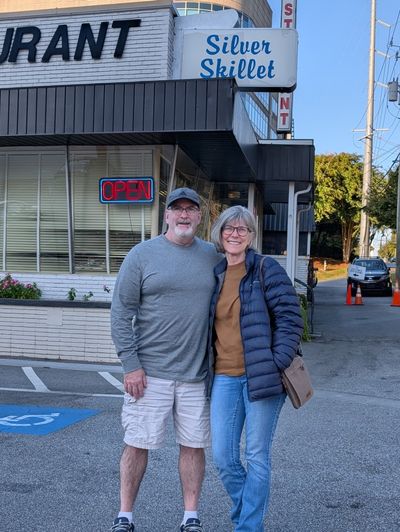 Anna and John Outside the restaurant