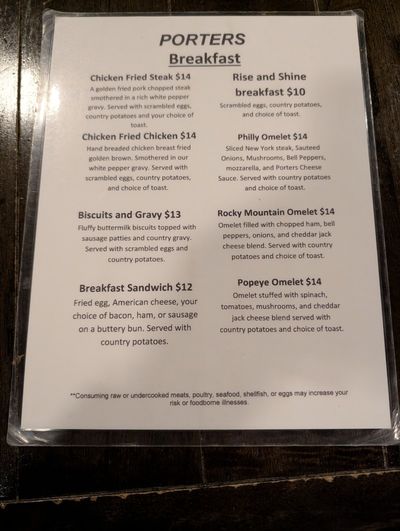 The front of the menu